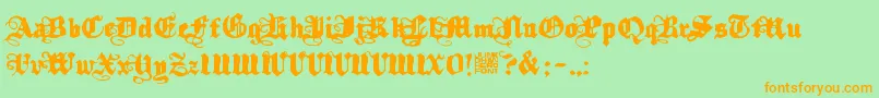 フォントKalmari – オレンジの文字が緑の背景にあります。