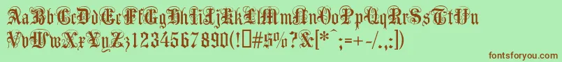 Anglicantext-Schriftart – Braune Schriften auf grünem Hintergrund