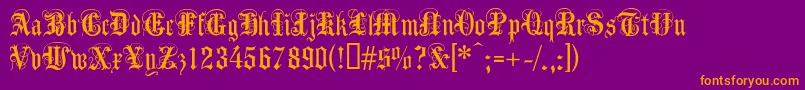 Anglicantext Font – Orange Fonts on Purple Background