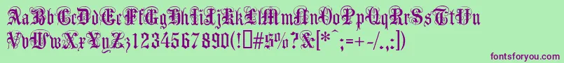 フォントAnglicantext – 緑の背景に紫のフォント