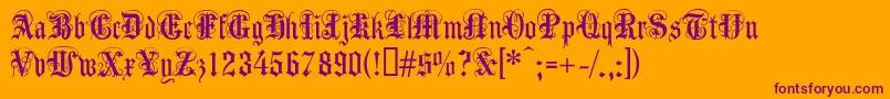Fonte Anglicantext – fontes roxas em um fundo laranja