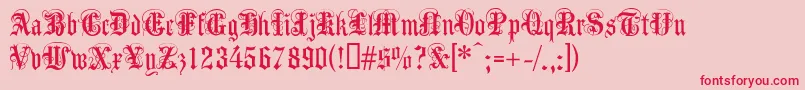 Anglicantext-Schriftart – Rote Schriften auf rosa Hintergrund