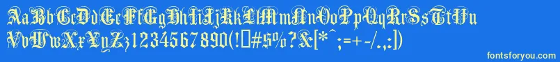 フォントAnglicantext – 黄色の文字、青い背景