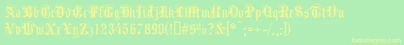 Anglicantext-Schriftart – Gelbe Schriften auf grünem Hintergrund