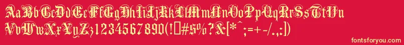 フォントAnglicantext – 黄色の文字、赤い背景