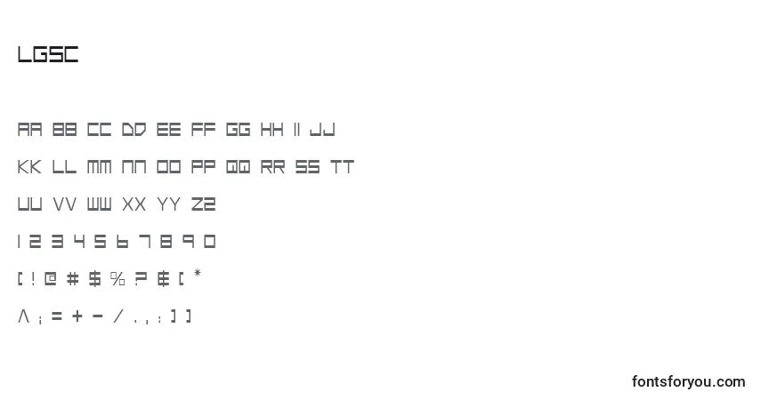 Czcionka Lgsc – alfabet, cyfry, specjalne znaki