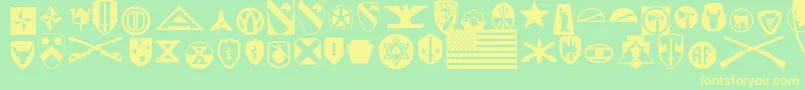 Fonte Us2 – fontes amarelas em um fundo verde