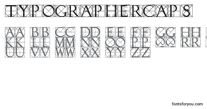 Schriftart TypographerCaps – Alphabet, Zahlen, spezielle Symbole