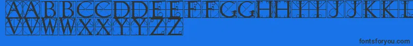 Fonte TypographerCaps – fontes pretas em um fundo azul