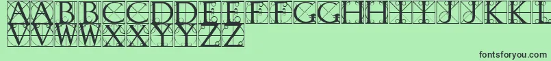 Fonte TypographerCaps – fontes pretas em um fundo verde