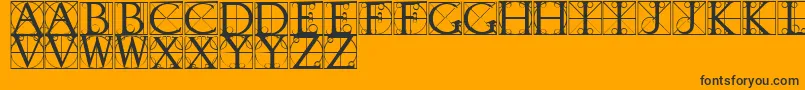 TypographerCaps-Schriftart – Schwarze Schriften auf orangefarbenem Hintergrund