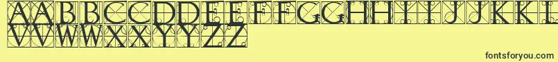 Fonte TypographerCaps – fontes pretas em um fundo amarelo