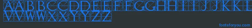 TypographerCaps-fontti – siniset fontit mustalla taustalla