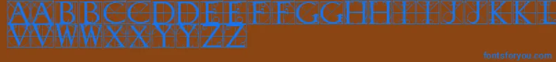 Czcionka TypographerCaps – niebieskie czcionki na brązowym tle