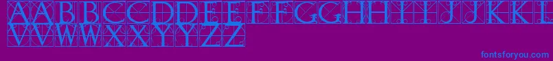 Fonte TypographerCaps – fontes azuis em um fundo violeta
