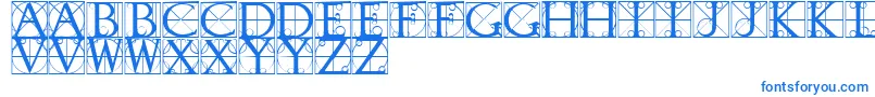Fonte TypographerCaps – fontes azuis em um fundo branco