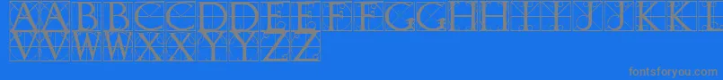 Czcionka TypographerCaps – szare czcionki na niebieskim tle