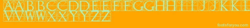 Fonte TypographerCaps – fontes verdes em um fundo laranja