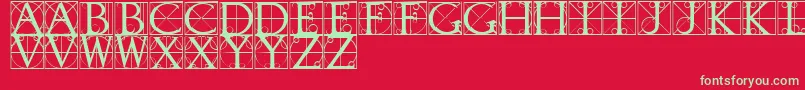 TypographerCaps-Schriftart – Grüne Schriften auf rotem Hintergrund