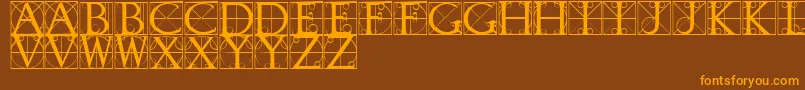 TypographerCaps Font – Orange Fonts on Brown Background