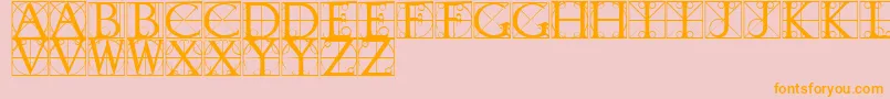 TypographerCaps-Schriftart – Orangefarbene Schriften auf rosa Hintergrund