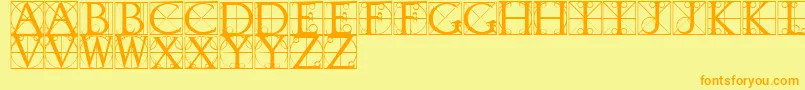 TypographerCaps-fontti – oranssit fontit keltaisella taustalla
