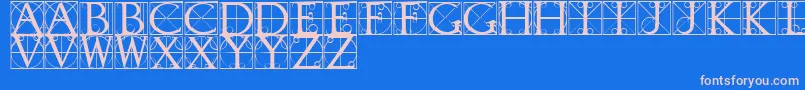 TypographerCaps-fontti – vaaleanpunaiset fontit sinisellä taustalla