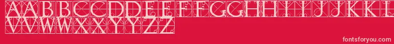 TypographerCaps-Schriftart – Rosa Schriften auf rotem Hintergrund