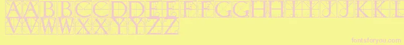 TypographerCaps-Schriftart – Rosa Schriften auf gelbem Hintergrund