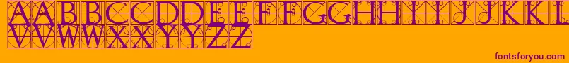 Czcionka TypographerCaps – fioletowe czcionki na pomarańczowym tle