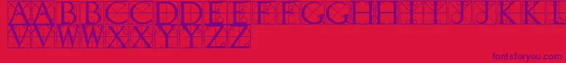 TypographerCaps-Schriftart – Violette Schriften auf rotem Hintergrund