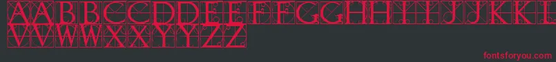 Fonte TypographerCaps – fontes vermelhas em um fundo preto