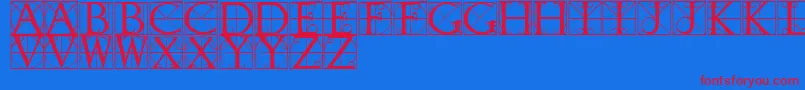 TypographerCaps-fontti – punaiset fontit sinisellä taustalla