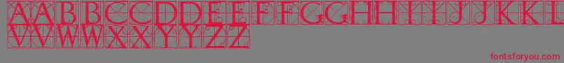 TypographerCaps-Schriftart – Rote Schriften auf grauem Hintergrund