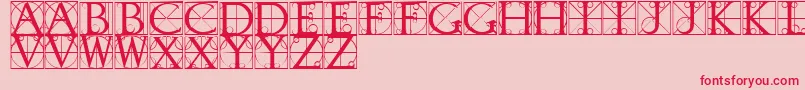 TypographerCaps-Schriftart – Rote Schriften auf rosa Hintergrund