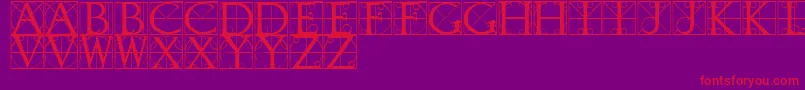 TypographerCaps-fontti – punaiset fontit violetilla taustalla