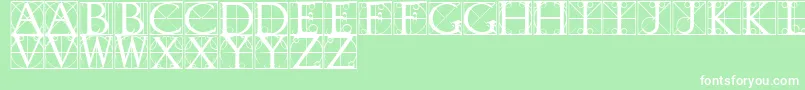 TypographerCaps-Schriftart – Weiße Schriften auf grünem Hintergrund
