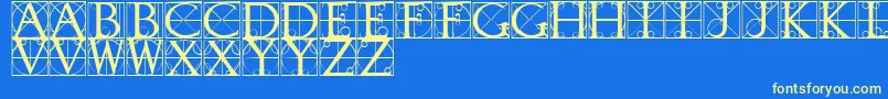 Fonte TypographerCaps – fontes amarelas em um fundo azul