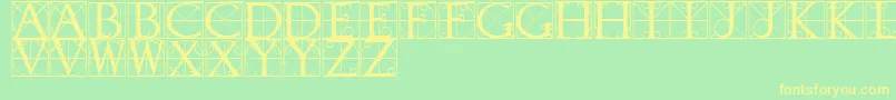 TypographerCaps-Schriftart – Gelbe Schriften auf grünem Hintergrund