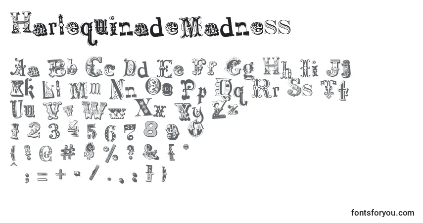 Czcionka HarlequinadeMadness – alfabet, cyfry, specjalne znaki