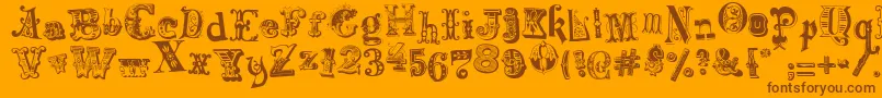 HarlequinadeMadness-Schriftart – Braune Schriften auf orangefarbenem Hintergrund