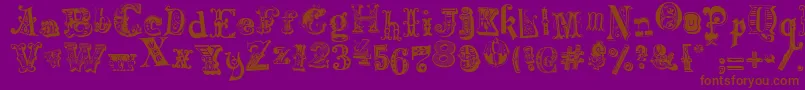 HarlequinadeMadness-Schriftart – Braune Schriften auf violettem Hintergrund