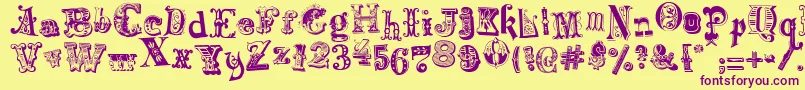 HarlequinadeMadness Font – Purple Fonts on Yellow Background