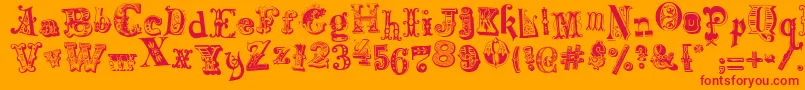 HarlequinadeMadness Font – Red Fonts on Orange Background
