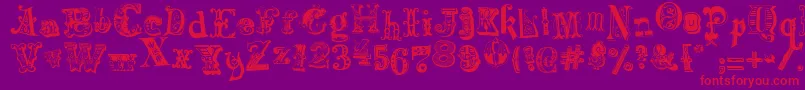 HarlequinadeMadness-Schriftart – Rote Schriften auf violettem Hintergrund