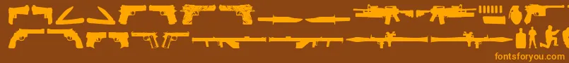 Theshooter Font – Orange Fonts on Brown Background