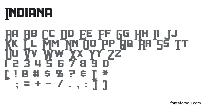 Schriftart Indiana – Alphabet, Zahlen, spezielle Symbole