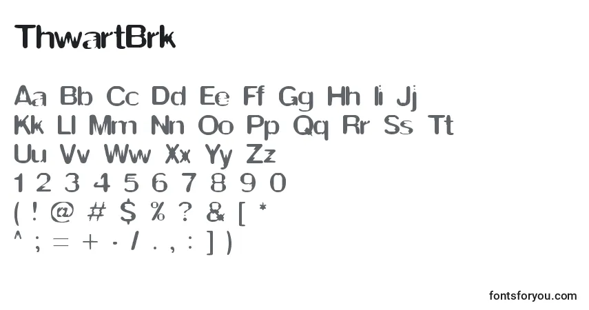 Шрифт ThwartBrk – алфавит, цифры, специальные символы