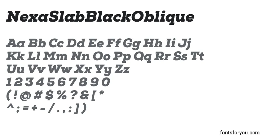 A fonte NexaSlabBlackOblique – alfabeto, números, caracteres especiais