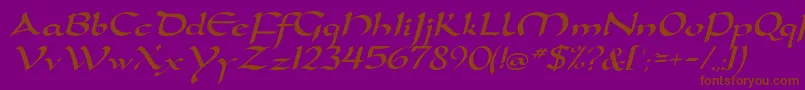 DortmunddbItalic-Schriftart – Braune Schriften auf violettem Hintergrund